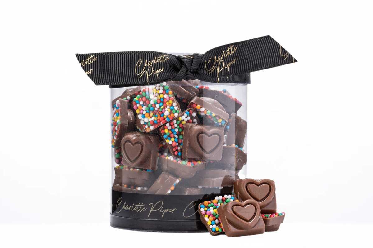 Charlotte Piper Tiny Hearts Milk Chocolate with Sprinkles 130g
